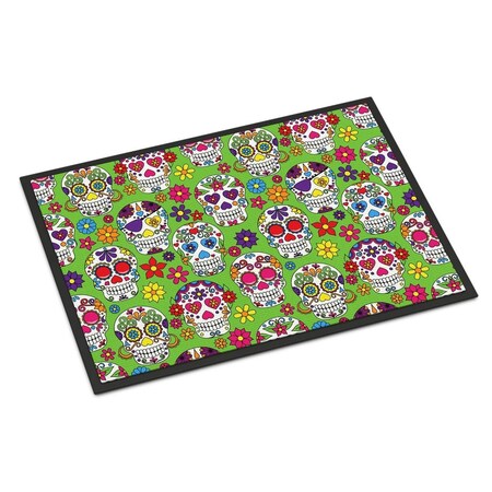 Carolines Treasures Day of the Dead Green Indoor or Outdoor Mat, 18 x 27 in. BB5117MAT